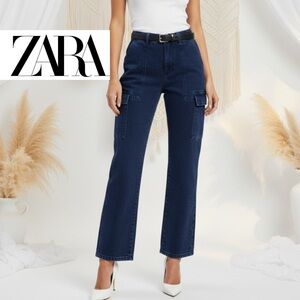 ZARA Cargo Dark Wash Jeans | 100% cotton | Utility Jeans | Streetwear